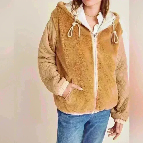 Anthropologie Kacie Colorblocked Reversible Fur Parka‎ Size XXS - Picture 5 of 7